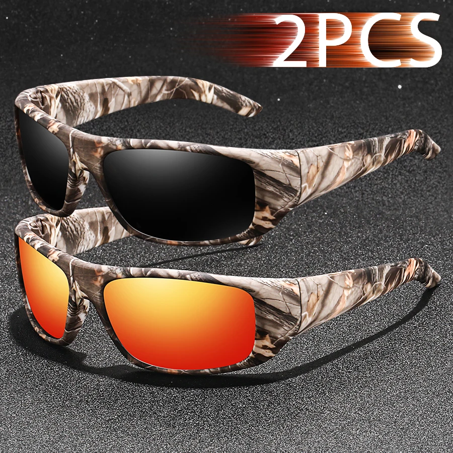 

2 PCS Fashion Vintage Pattern Fishing Driving Cycling Sports Sunglasses Men Women Mountaineering Man Sun Glasses UV400 Eyewear