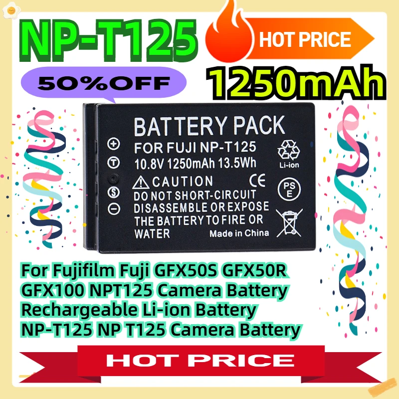 

For Fujifilm Fuji GFX50S GFX50R GFX100 NPT125 Camera Battery 1250mAH Rechargeable Li-ion Battery NP-T125 NP T125 Camera Battery