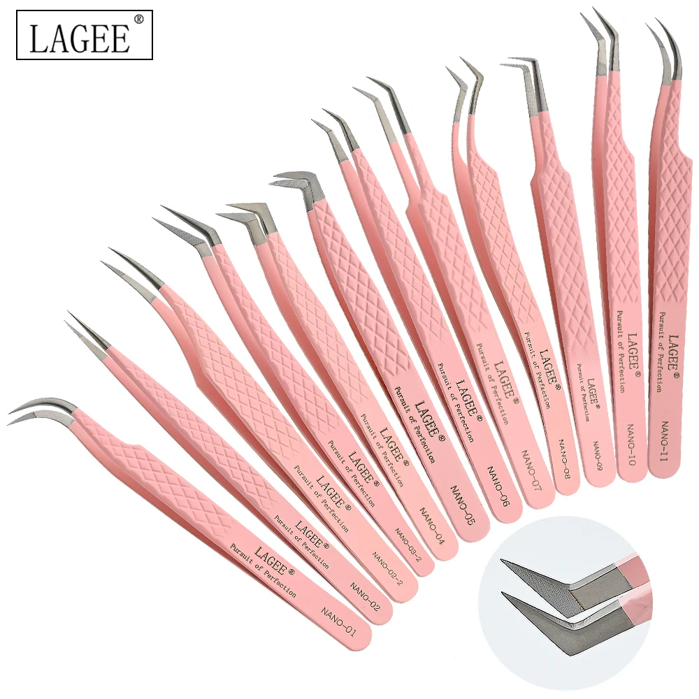 LAGEE Fiber Tip Wimperverlenging Pincet Volume Isolatie Nauwkeurige Lash Pincet Nano Technologie Wenkbrauw van Nagaraku Make-up