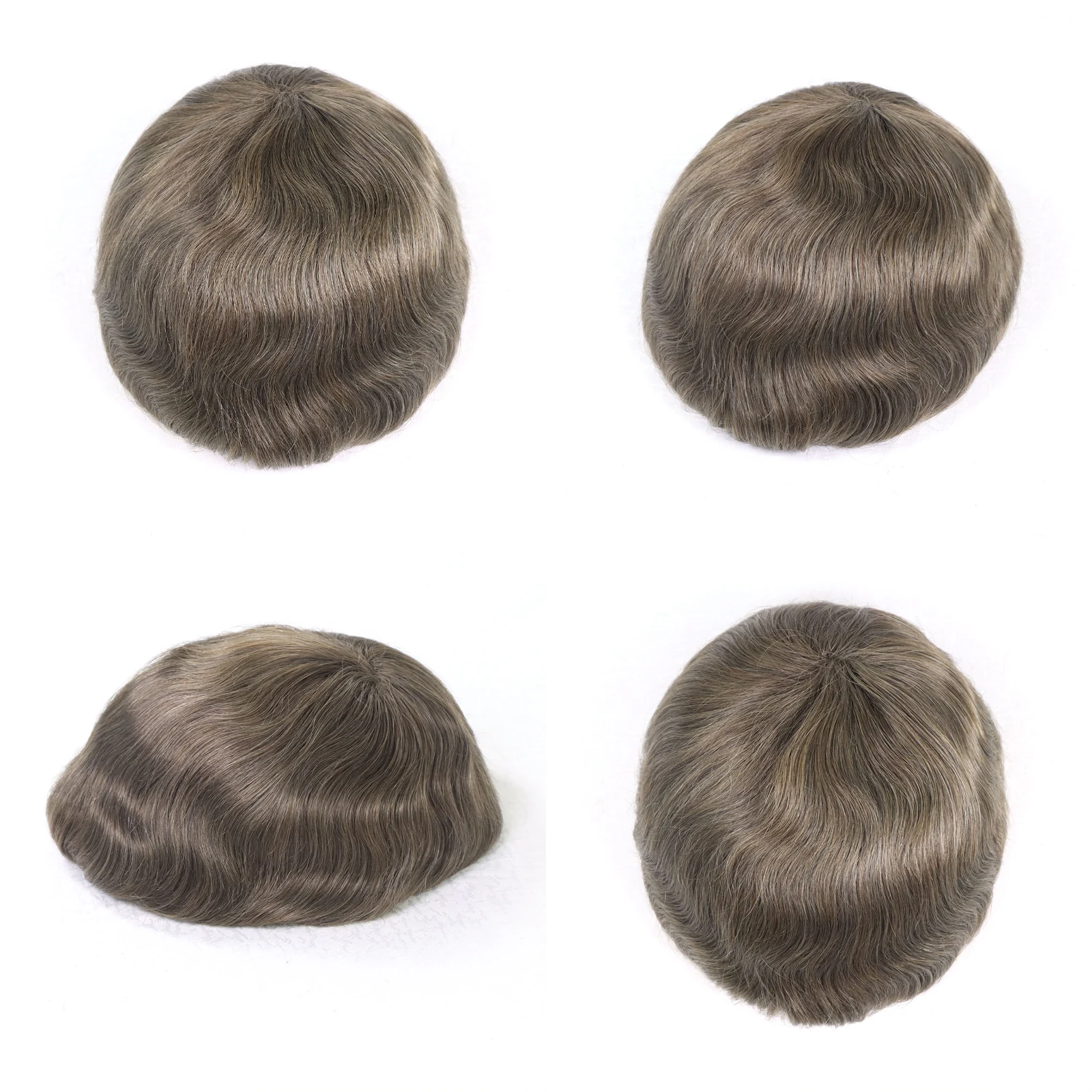 وحدة شعر بشري بني وحدة شعر مستعار للرجال قطعة شعر أحادية قابلة للتنفس مع قاعدة PU 8 × 10 بوصة نظام استبدال الشعر للرجال #5