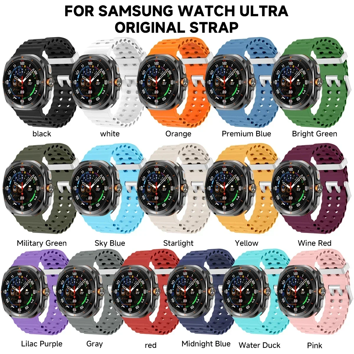 Аксессуары для Galaxy Watch Ultra Marine, силиконовый спортивный браслет correa для Samsung Galaxy Watch 7 Ultra, 47 мм, оригинальный ремешок