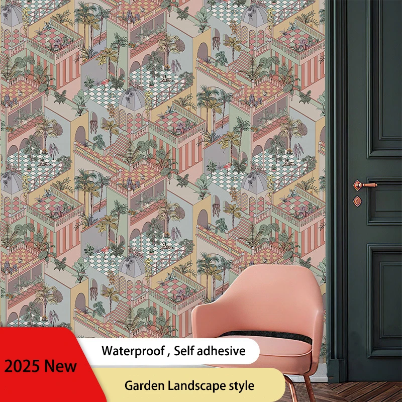

Съемные виниловые садовые настенные обои для спальни, самоклеящиеся ПВХ наклейки для дома для ванной комнаты, шикарное украшение комнаты, контактная бумага