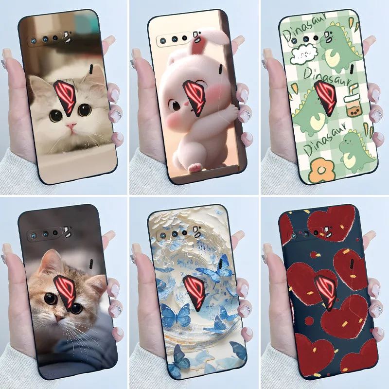 Para asus rog telefone 3 5 5S caso bonito dos desenhos animados impressão escudo capa protetora para asus rog phone3 phone5 phone5s embalagem macia funda