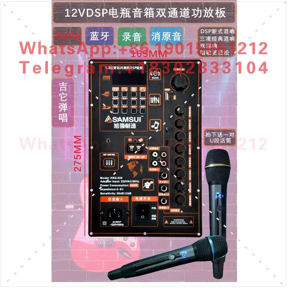 12V battery 220V high power square dance bluetooth power amplifier board portable