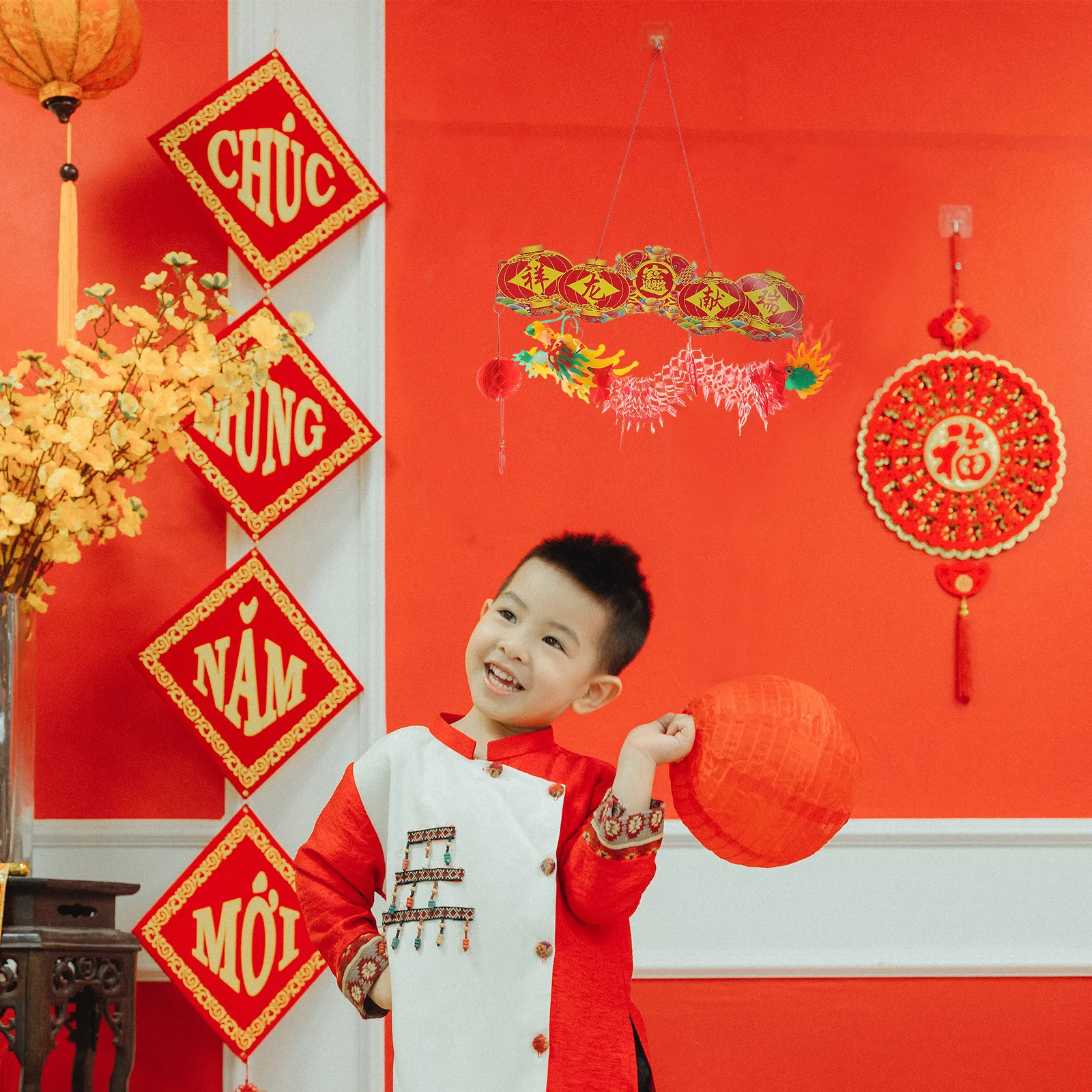 

Exquisite New Year Decor Chinese Style Dragon Pendant Handcrafted Paper Hanging Ornament for Holiday Party Decoration Supplies