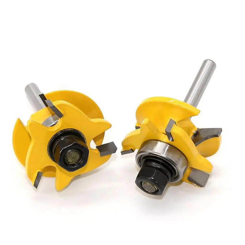 3PCS 8mm Woodworking Cutter Slotting Cutter with Bearing Trimming Tool