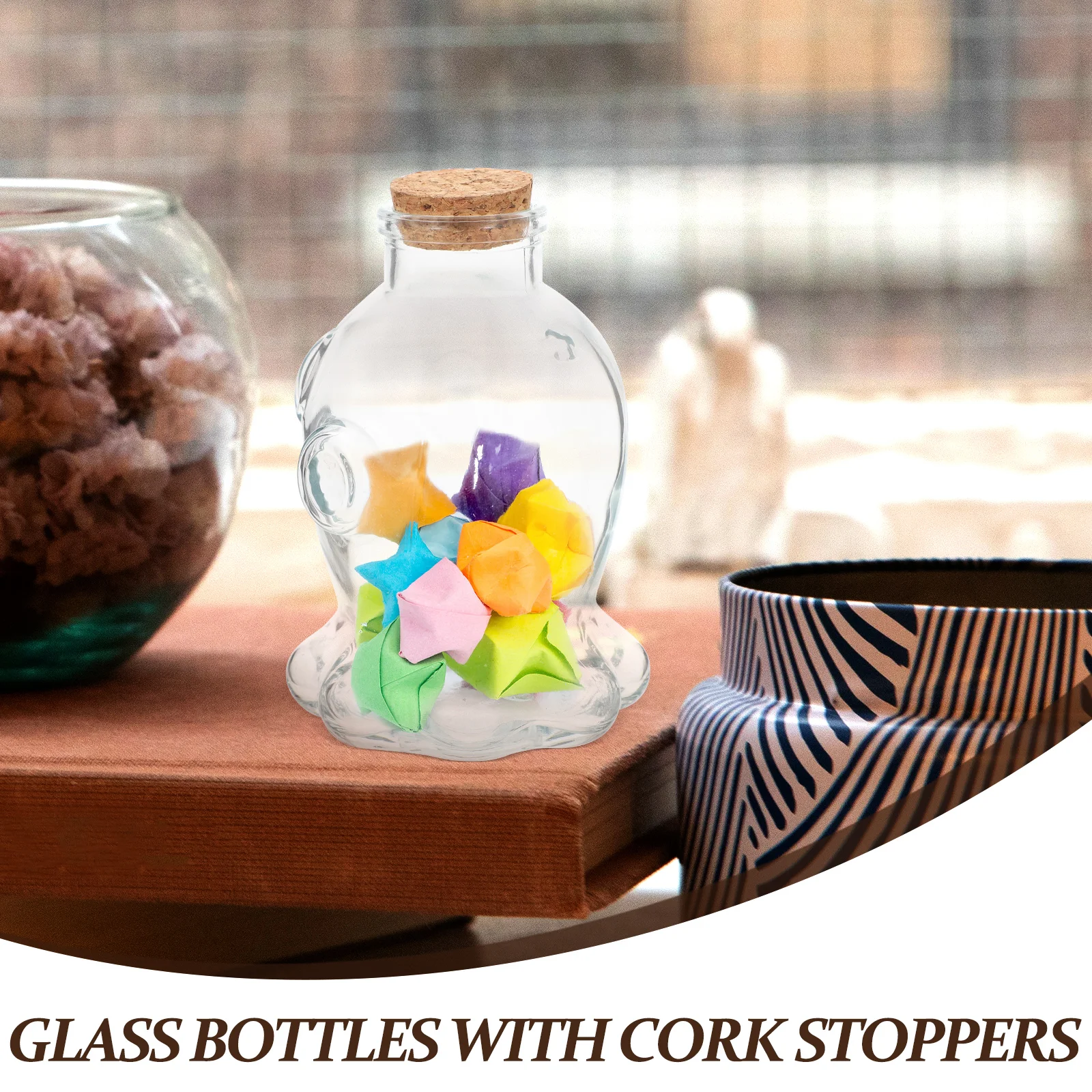 

4Pcs Glow in The Dark Sand Art Bottle Glass Wishing Bottles with Cork DIY Craft Container for Essential Oils Perfume Storage