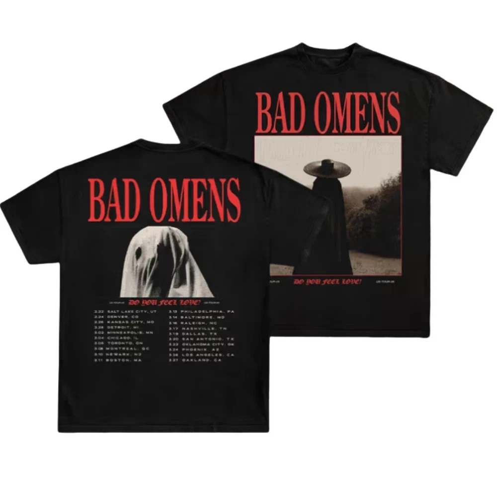Bad Omens 2026 Tour Dates, Surrounding T-shirts Rock Concerts Retro Unisex T-shirts, Fan Commemorative Printed Casual T-shirts