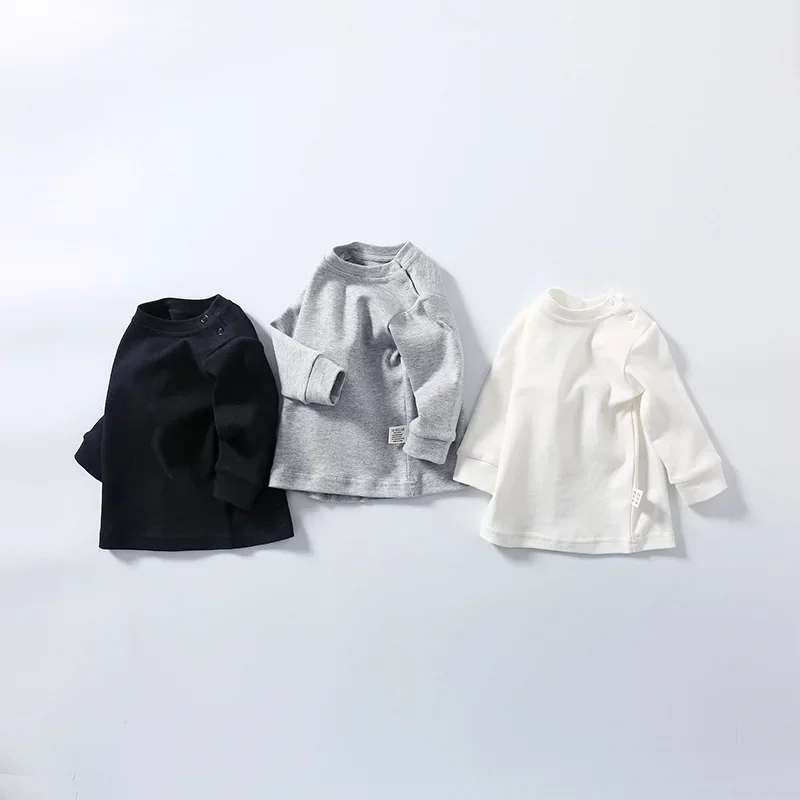 Four Seasons New Baby Long Sleeve T Shirts Infant Boy Cotton Bottoming Shirts Solid Toddler Girls/Boys Soft T Shirts Kids Tee