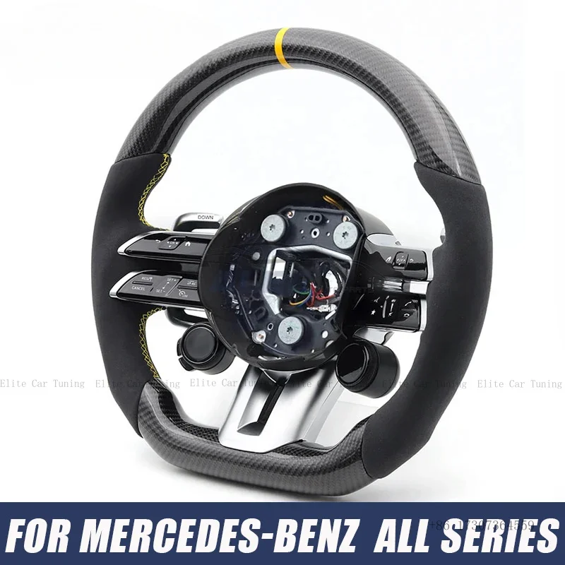

Car Carbon Fiber Steering Wheel with Start Button for Mercedes-Benz W204 W205 W212 W213 W222 W177 W176 GLA GLS Car Accessories