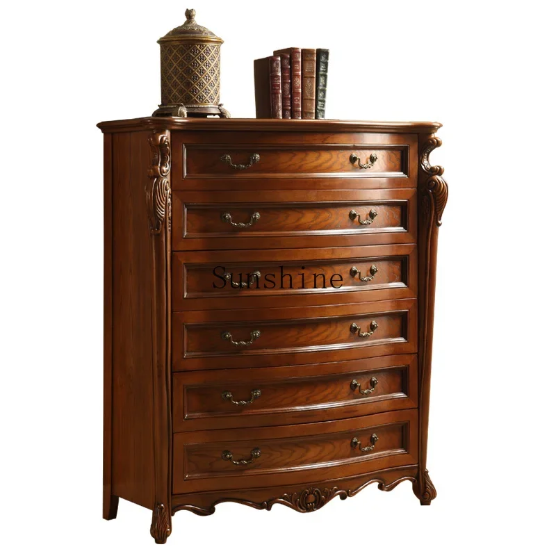 American rural simple solid wood six-bucket cabinet light luxury retro simple furniture       FT