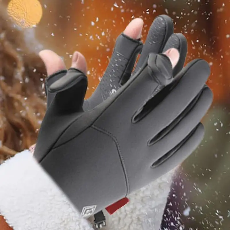 Touchscreen Gloves Windproof Thermal Gloves With 2 Cut Fingers Warm Winter Gloves Riding Gear For Women Men