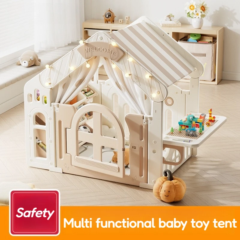 Tente multifonctionnelle pour enfants, avec support de rangement, bloc de construction, Table d'intérieur pour petites maisons pour filles, maison de jeu, cabine en plastique