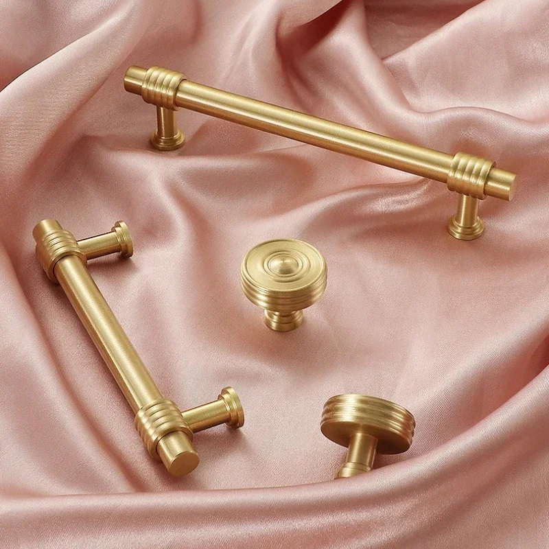 Massive Messinggriffe im Vintage-Design mit Hanfseil-Form, personalisierte Küchenmöbelgriffe, goldene Schubladen- und Türgriffe, T-förmige Zuggriffe – Detail 19