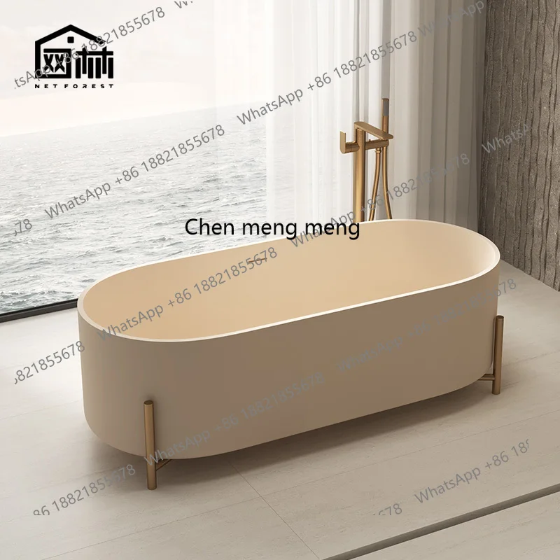 

Artificial stone integrated freestanding oval bath Hotel B & B bathroom with stand bidet bathtub