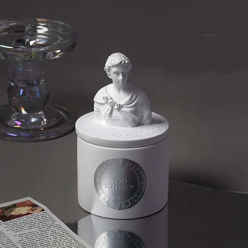 Statua Candela profumata Gesso Pietra Scultura Tazza Gesso Aroma Sirene Sculpt Vacanza Apollo Decorazioni della mitologia greca antica