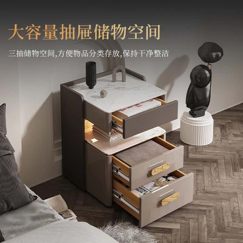 Smart Nightstand with Charging and Built in Safe Modern Luxury Multifunctional Bedside Table for Home Bedroom Organizer