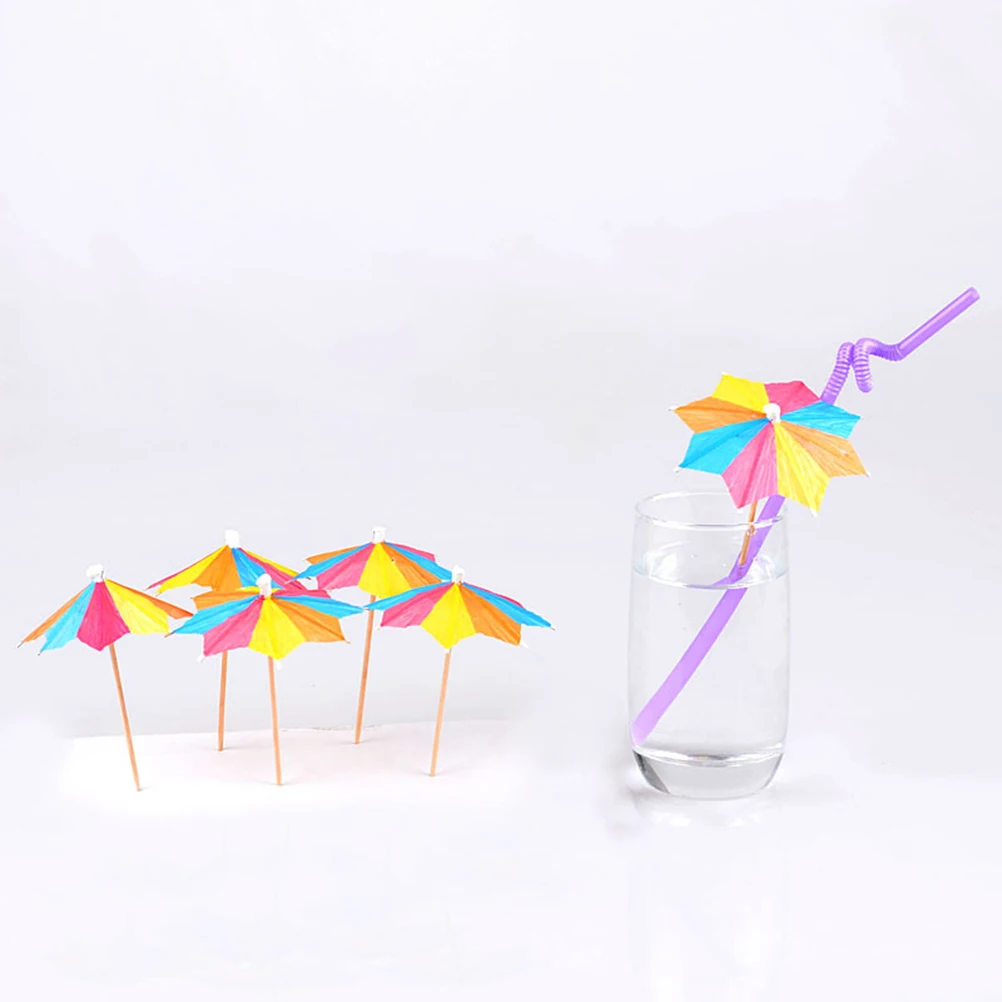 

288 Pcs Paper Umbrella Cake Toppers Colorful Octagonal Dessert Food Picks Perfect For Birthday Baby Shower Party