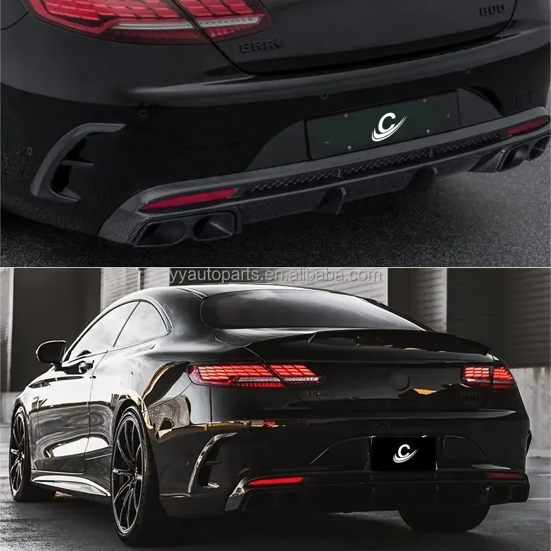 S Coupe C217 Upgrade to B Style Dry Carbon Fiber Rear Diffuser For S Class W217 S63 S65 Car Accessories Body Kit Bumper 2014