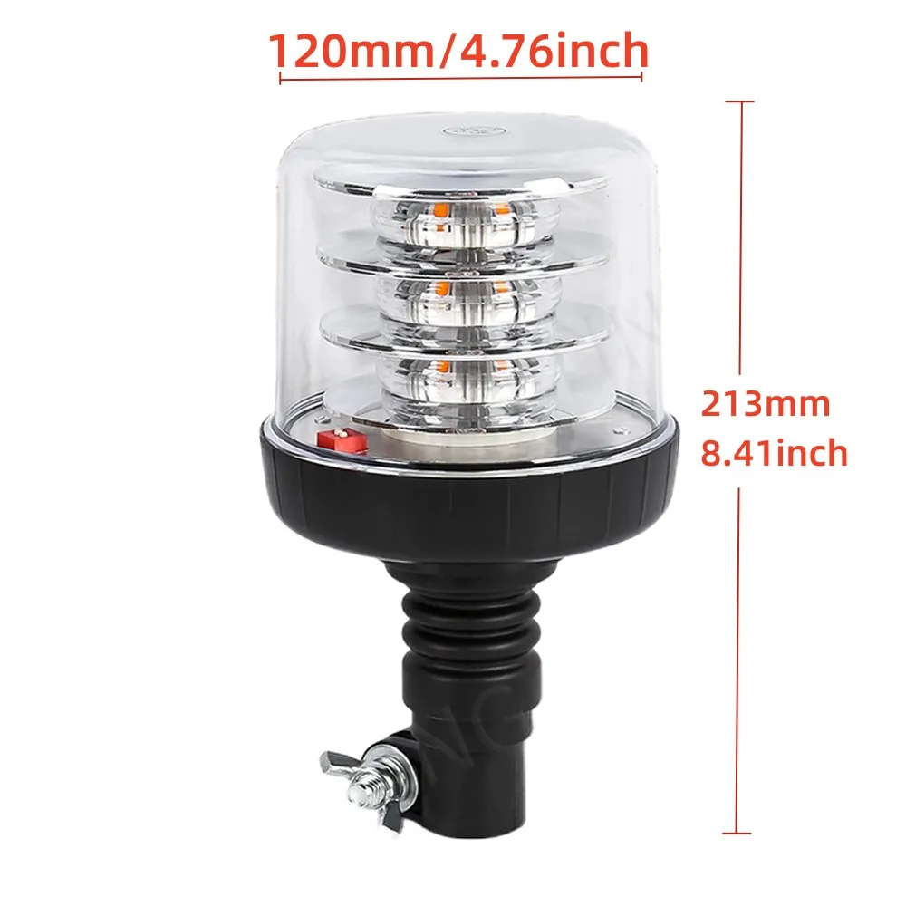 12V 24V LED Waterproof Amber Warning Emergency Strobe Light W/ Screws Flashing Beacon Rotating Signal Truck Tractor School Bus