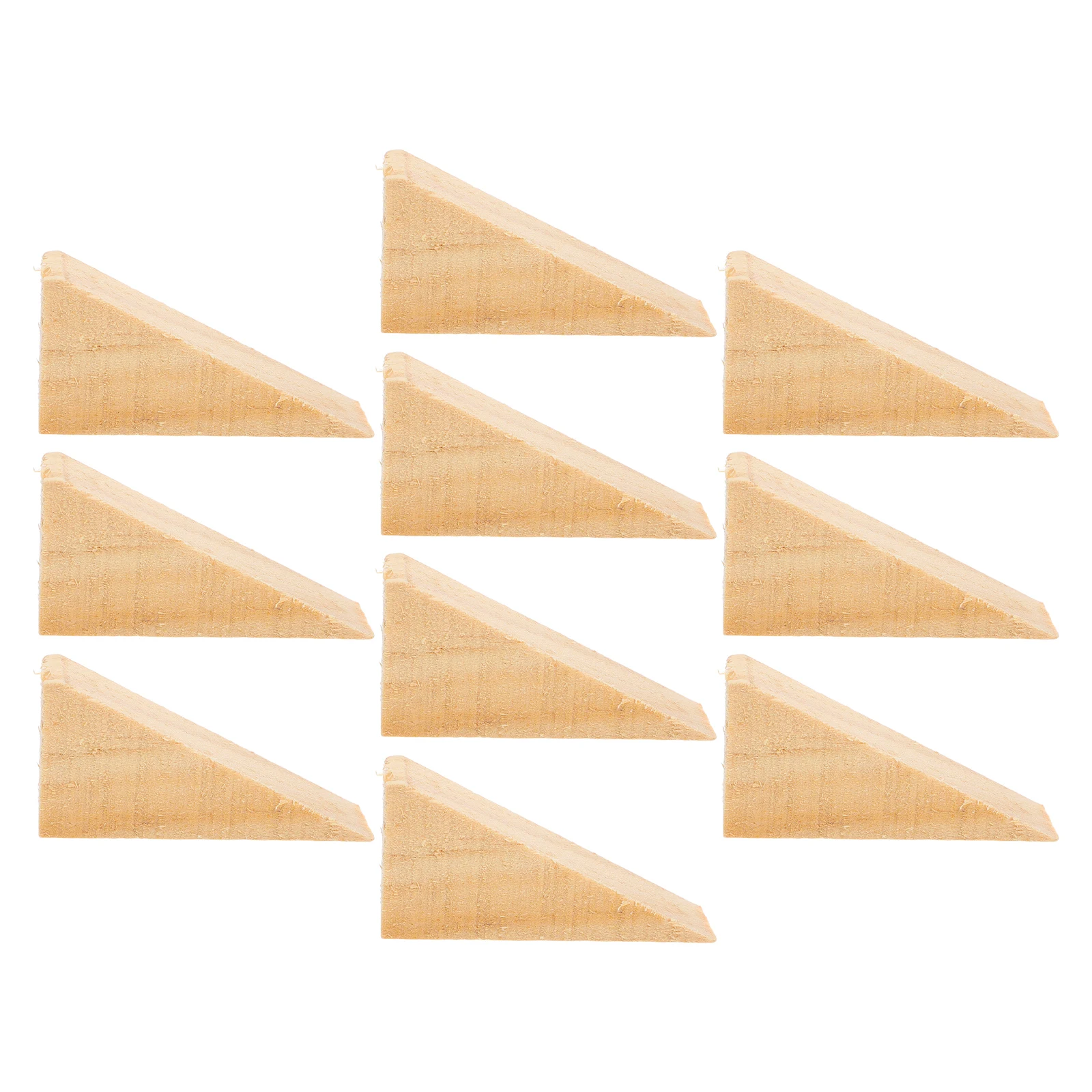 

10pcs Wooden Wedge Door Blocker Anti-slip Sturdy Triangle Footpad Durable Wood Stopper Home Furniture Versatile Use
