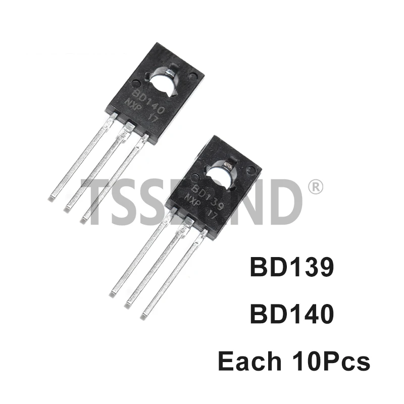 20 Stück BD139 BD140 TO126 TO-126, neuer Spannungsregler-IC, 10 Paare (10 Stück BD139 + 10 Stück BD140)
