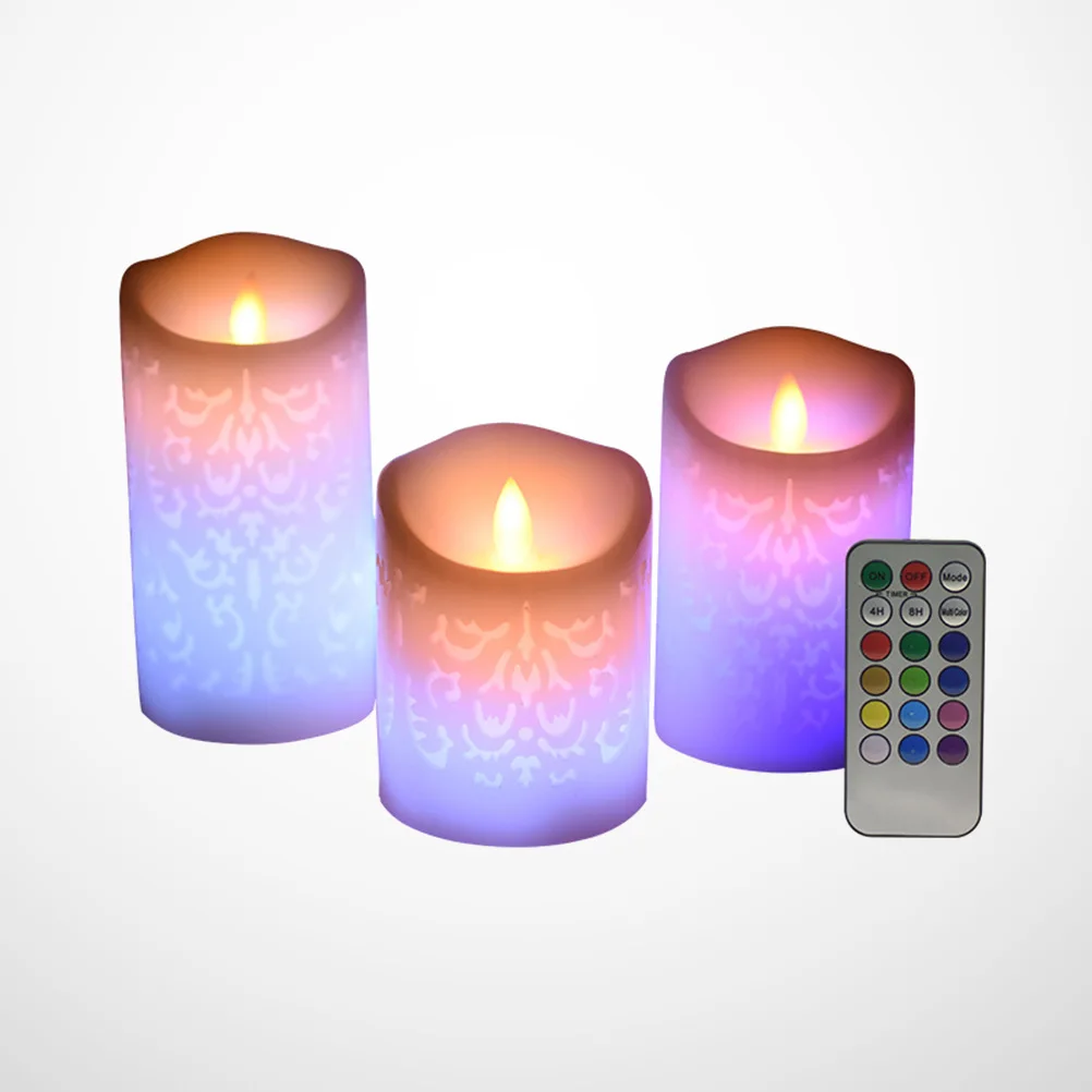 

3pcs Led Lights Flickering Flameless Candles Remote Control 12 Colors Adjustable Operated Night Lamp Party Light