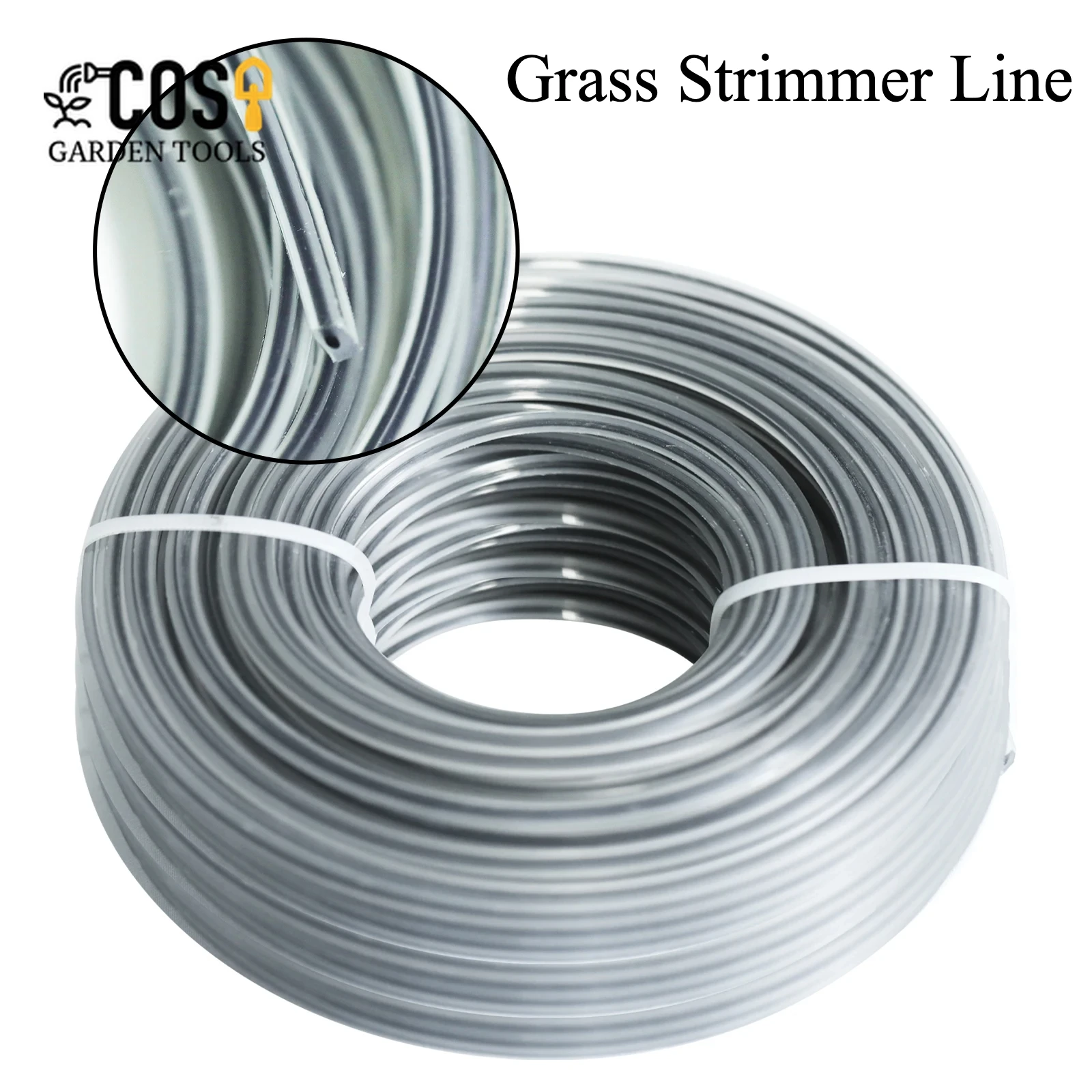 COSY Square Double Core Mowing Rope Nylon Strimmer Line Wear-resistant Sharp Brush Cutter Rope Universal Garden Tool Accessory