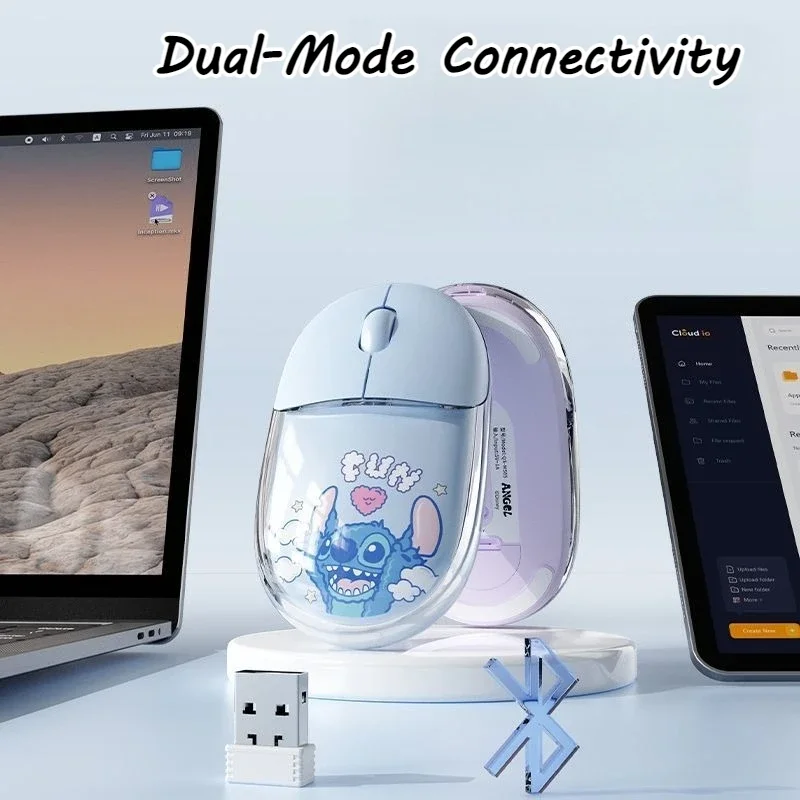 Drahtlose Maus Cartoon Stich Bluetooth 2,4G Wireless Dual-Modus Maus Stille Mini Tragbare Maus für Tablet Laptops Computer