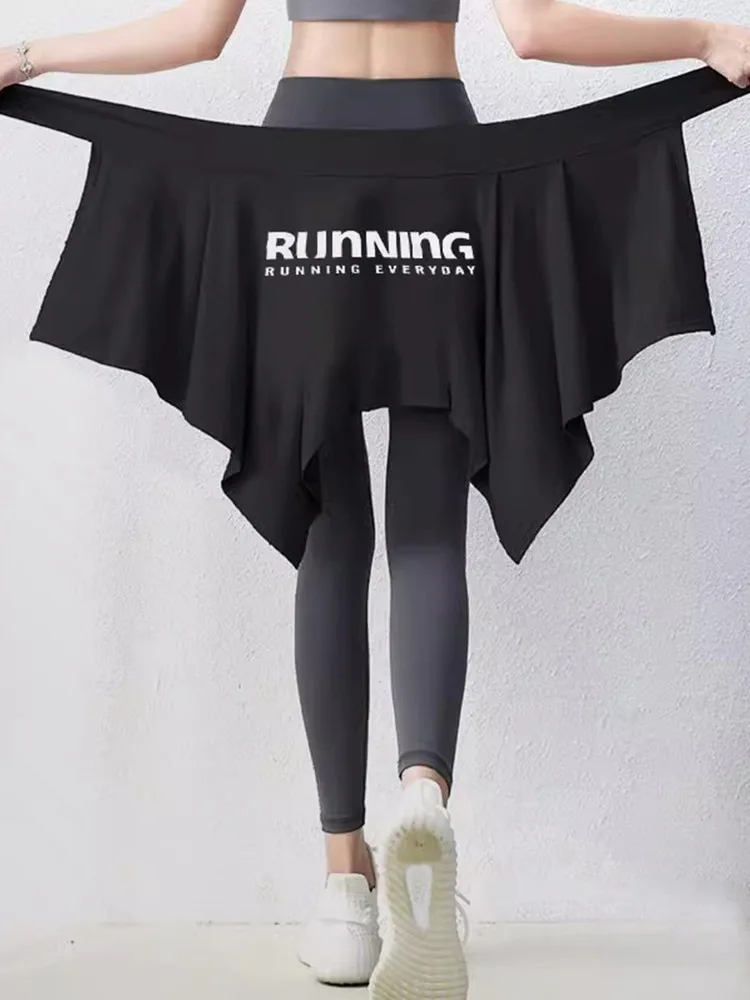 

Цельная антибликовая юбка для йоги, закрывающая бедра, покрывающая юбку для бега, упражнения с защитой от прочности, внешняя юбка, пердежная занавеска, одежда для фитнеса, йоги