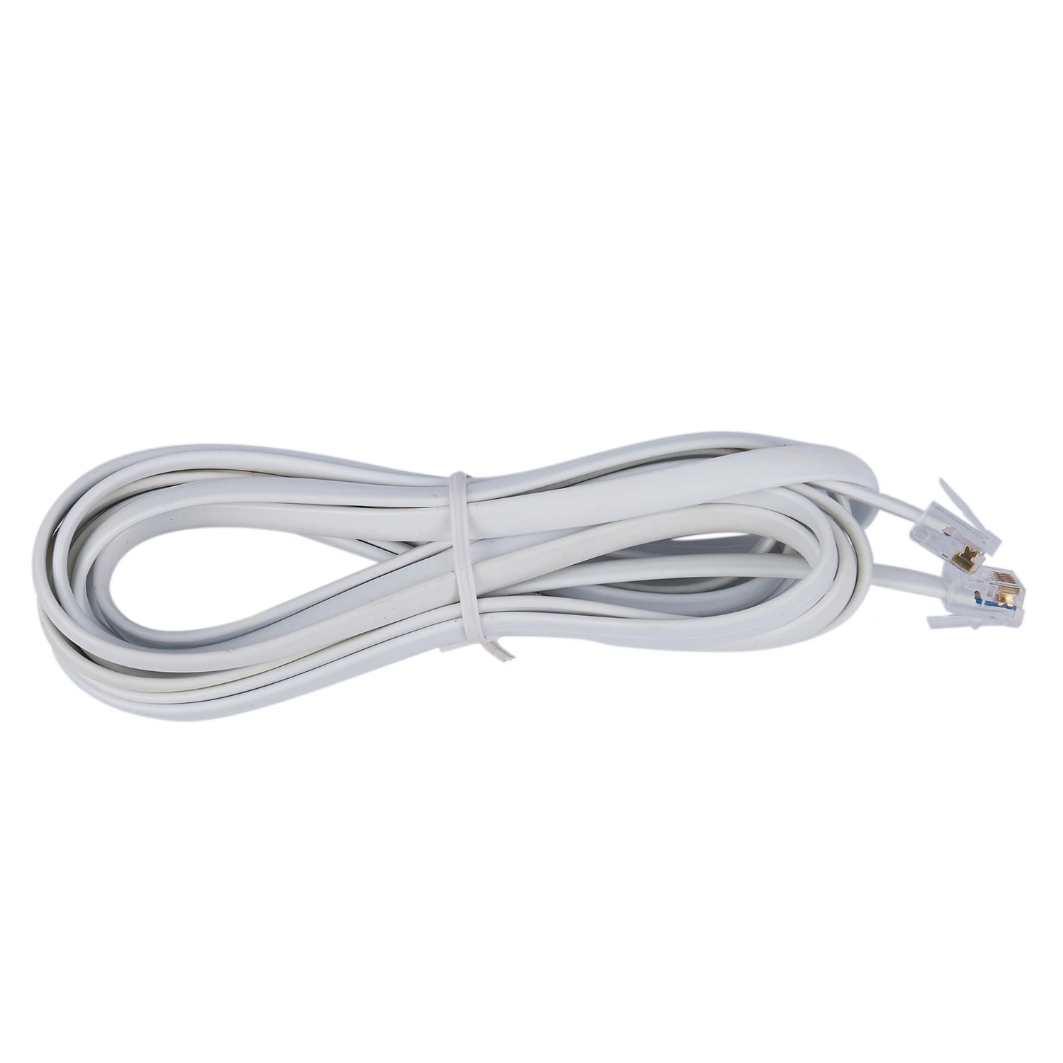 A49T 6P6C RJ11 Telephone Extension Fax Modem Cable Line 9.8Ft Length White