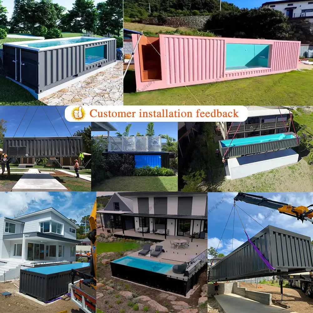 High Quality 20ft 40ft Fiberglass Rectangular Ready Made Outdoor Shipping Container Swimming Pool For Sales