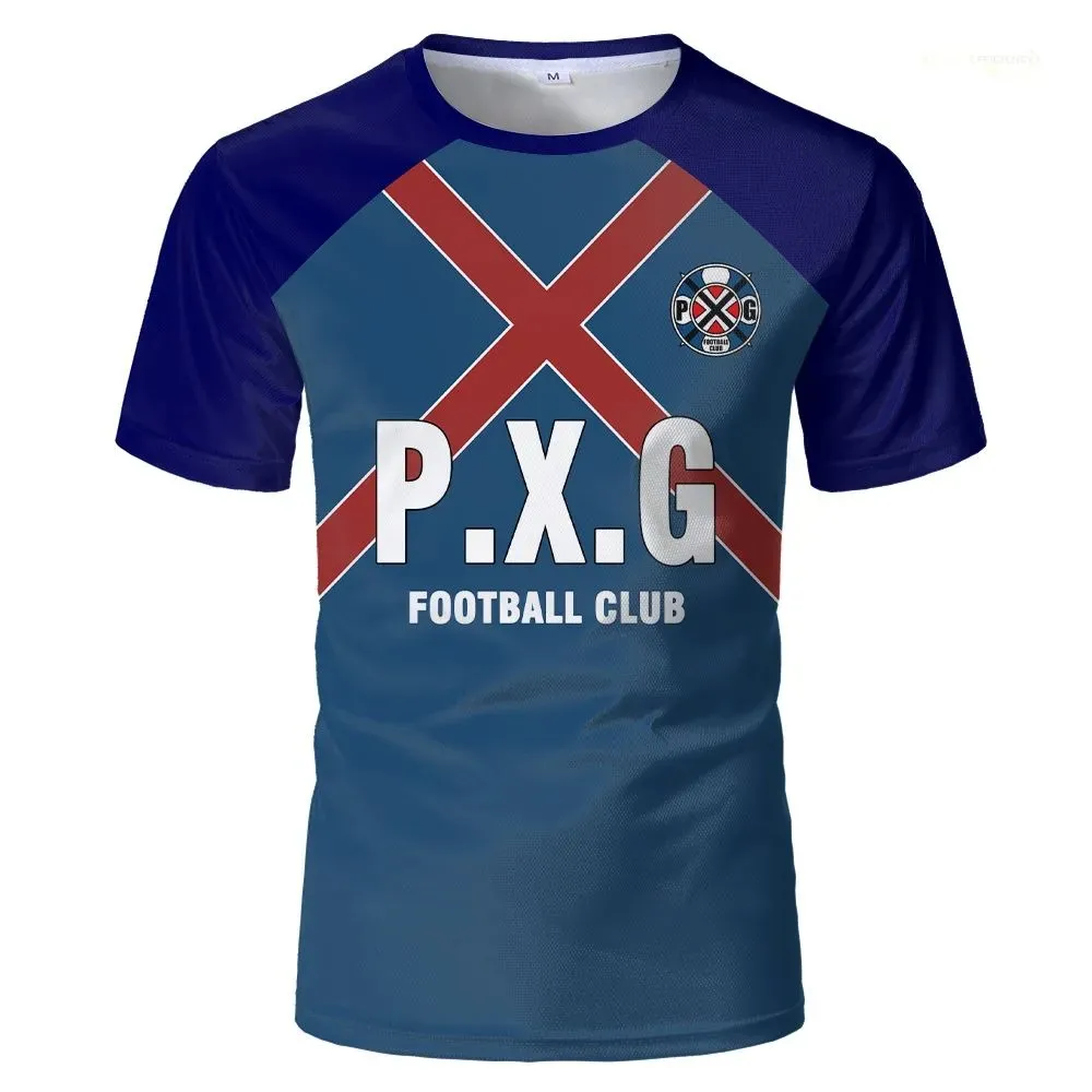 Daily Casual Sports Style Y2K T-shirts Blue Lock P.X.G Short Sleeve T-shirt Anime Tshirts Men's T-shirt With Pattern Man Graphic