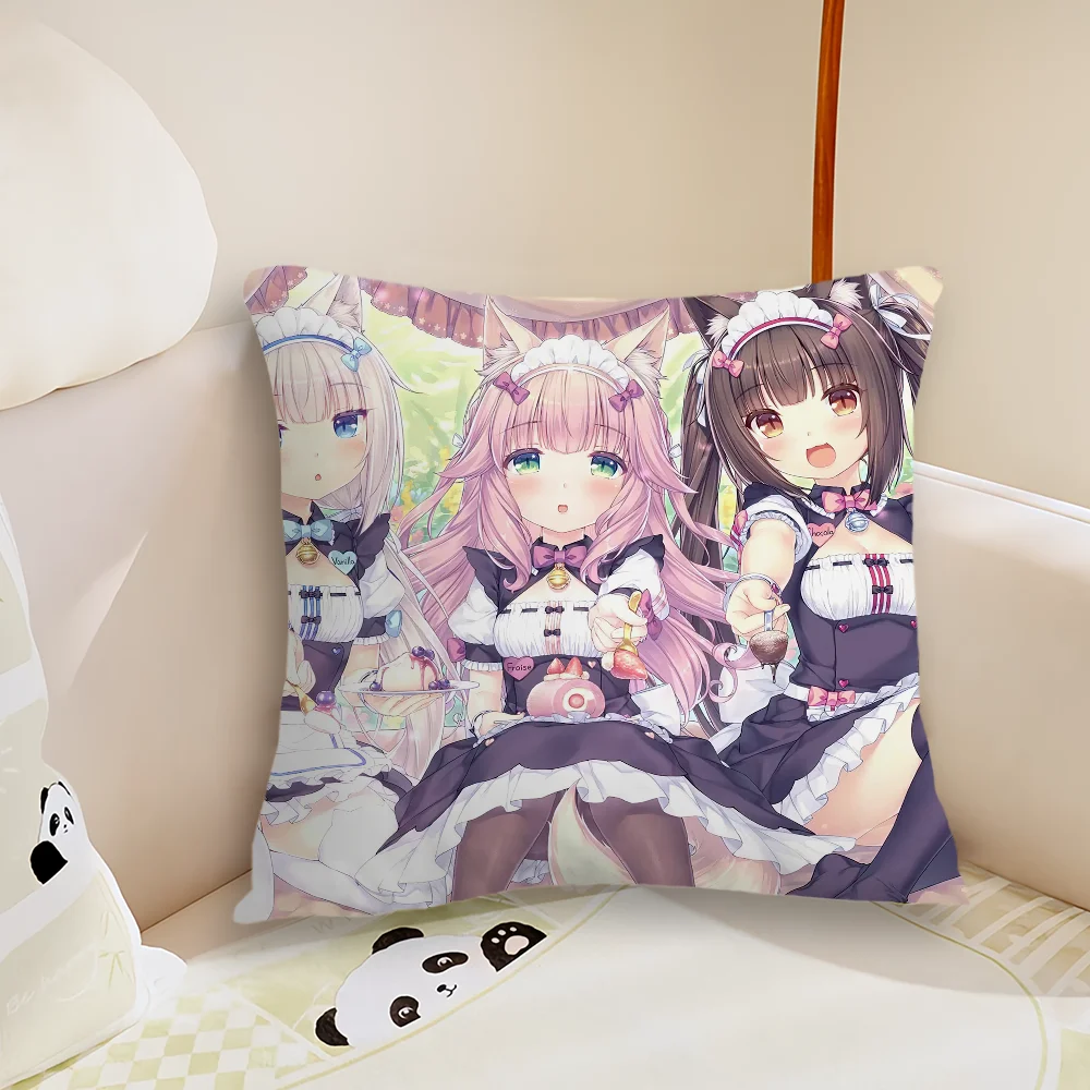 Cute Anime Game N-Nekopara Pillow Case Living Room Sofa Cushion Cover Suitable For Home Bedroom Room Decoration