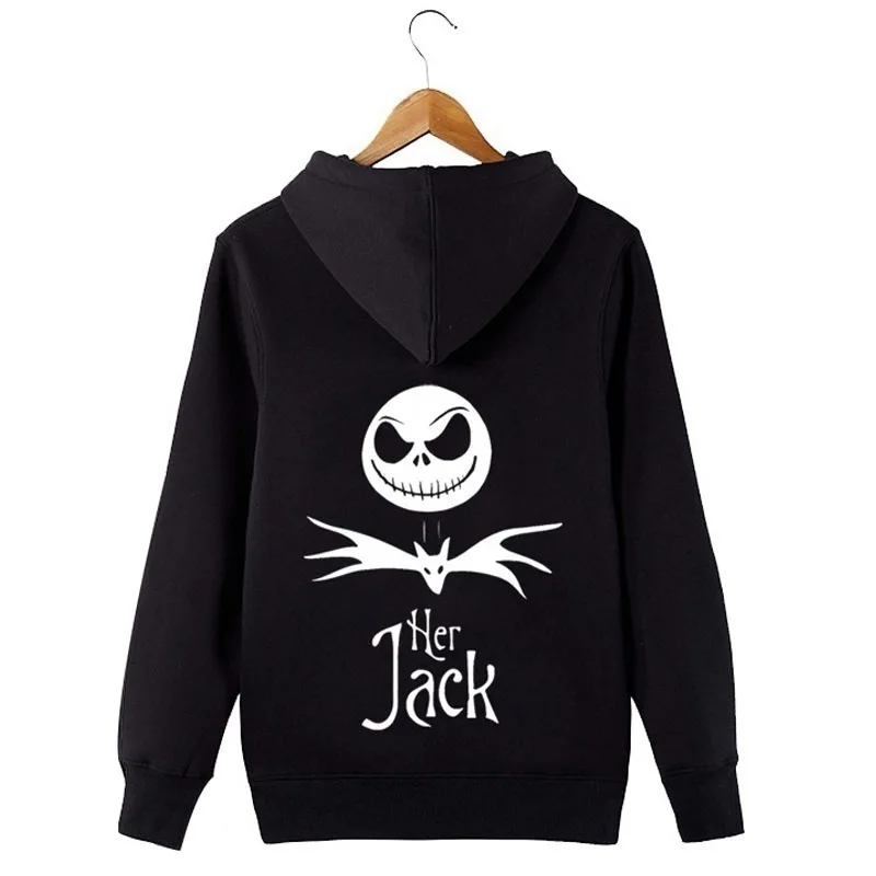 Vintage Jack and Sally Couple Printed Hooded Sweatshirt Men Women Harajuku Rapper Hip Hop Streetwear Men\'s High Street Hoodie