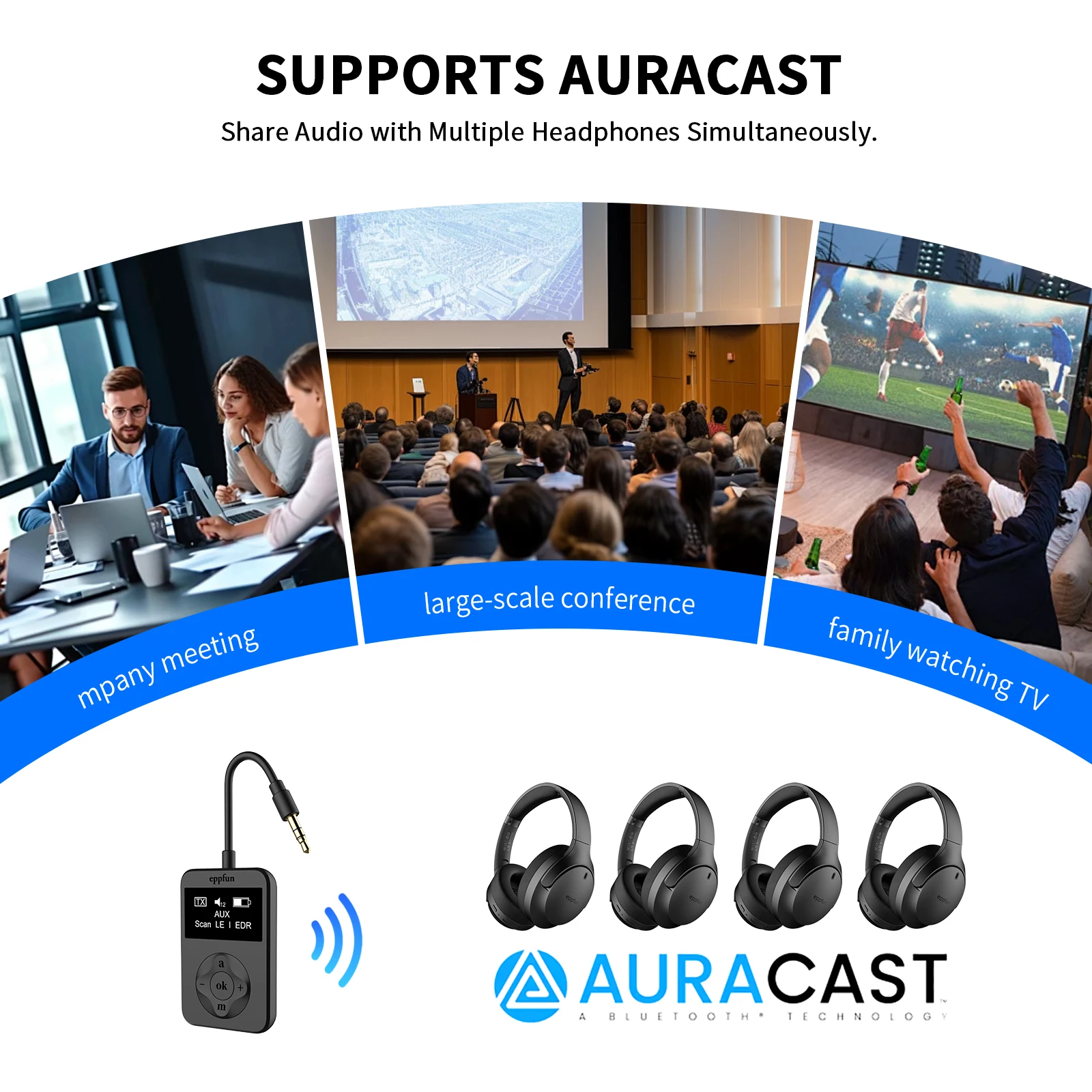 Adapter nadajnika audio LE Audio Bluetooth 5.4 do słuchawek telewizyjnych z AptxLossless Auracast LC3 do gier Oglądanie muzyki-Elect — zdjęcie produktu 4