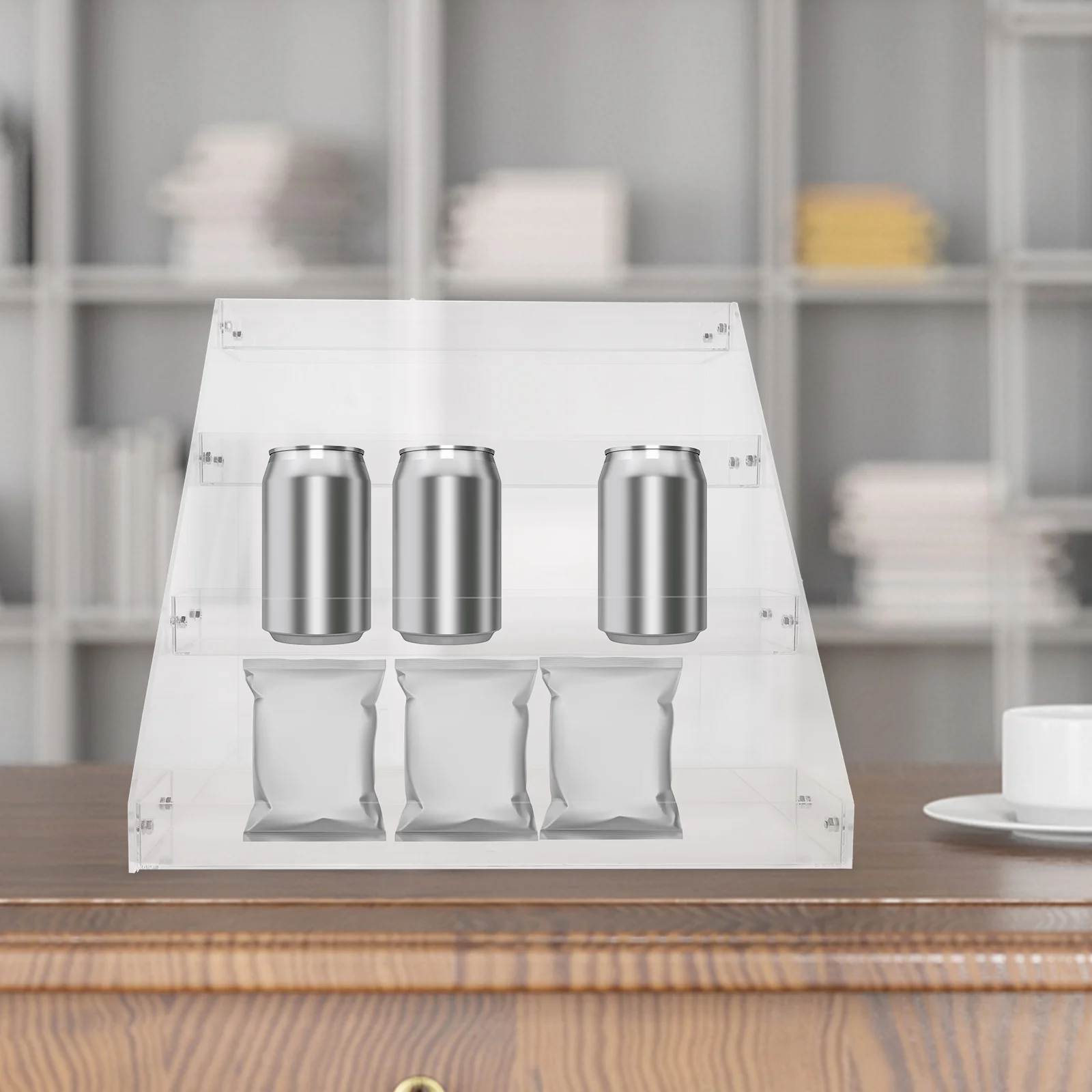 

Acrylic Display Riser Shelf for Beverage and Snack Storage Multi-Layer Transparent Organizer Stand for Supermarket Countertop