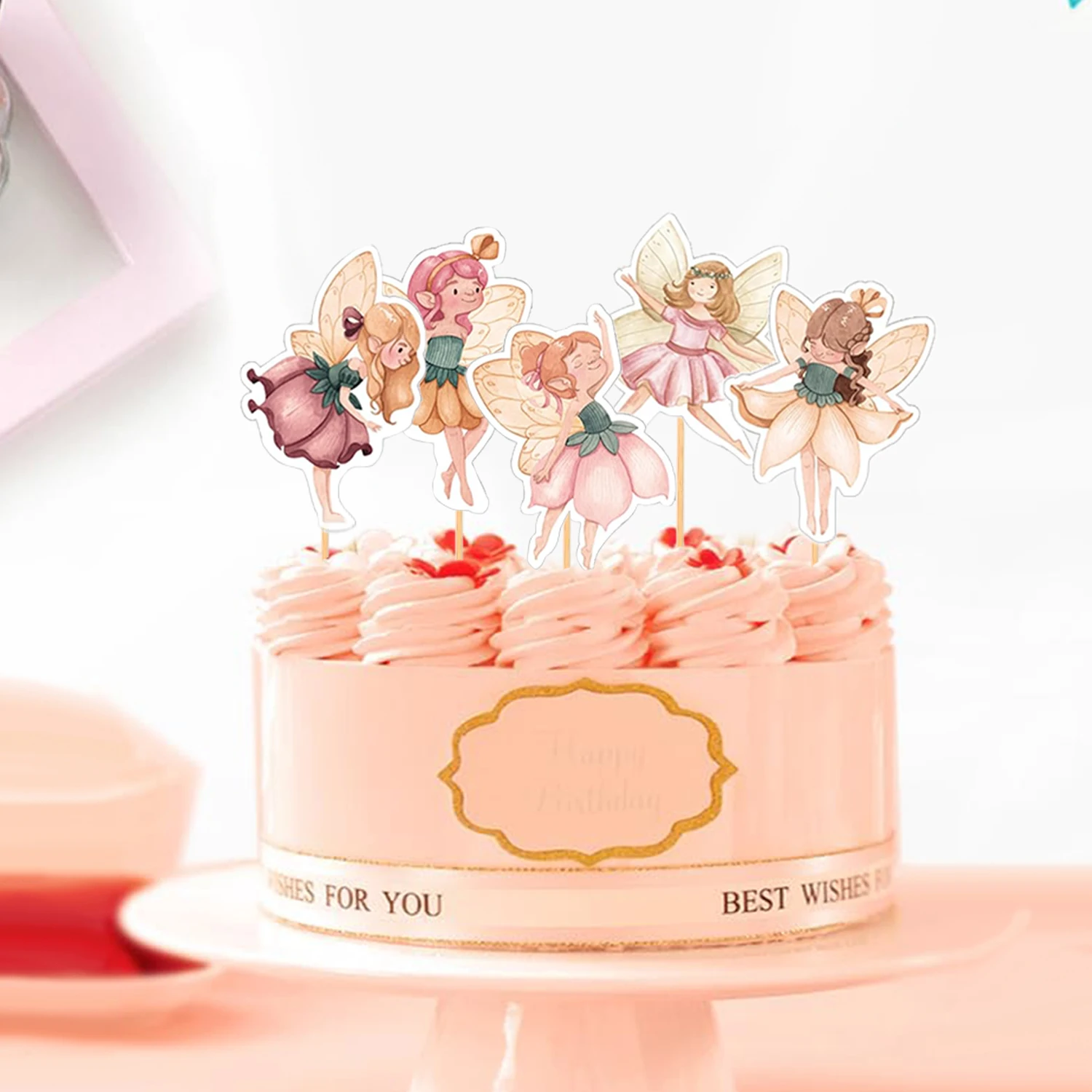 Feen-Cupcake-Topper für Geburtstagsfeiern, Feen-Partyzubehör, perfekt für die Babyparty „Woodland Garden Fairy First Birthday Party“. – Detail 17