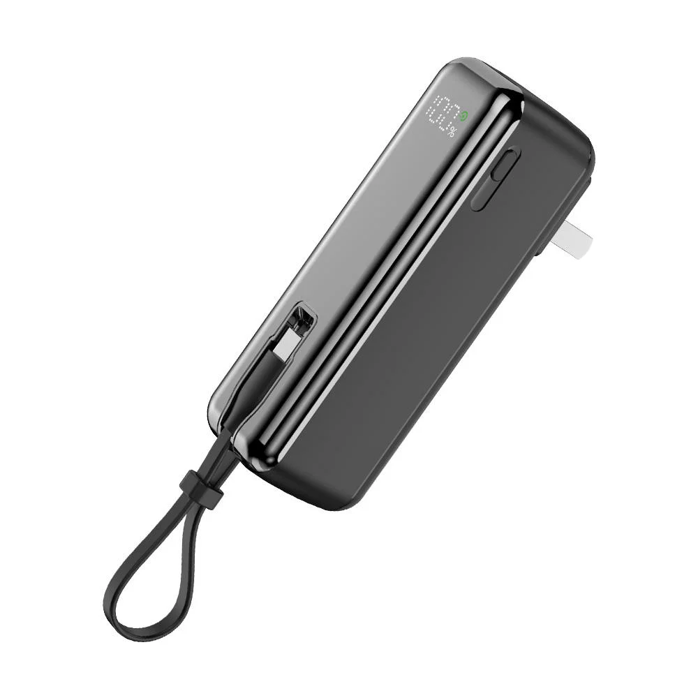 5000mAh Portable Power Bank with Cable Plug Charger 20W Fast Charging Mini Battery For iPhone 16 15 14 13 12 Samsung Xiaomi