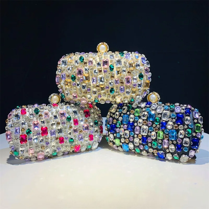 

Роскошная женская свадебная сумочка, изысканный комплект с бриллиантами ручной работы, вечернее платье, кошелек для вечеринки, золото, серебро, черный для свадьбы