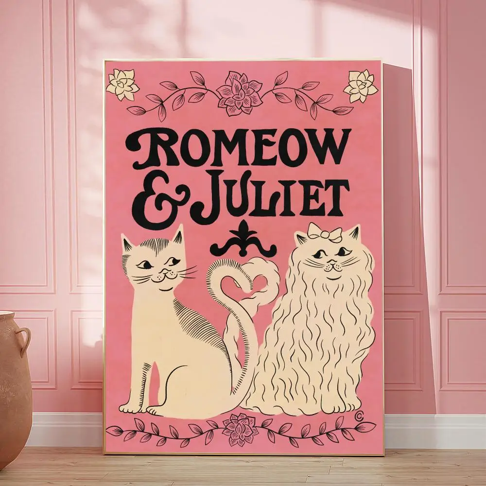 French Cat HD Wall Art Poster Vintage Retro Funny Cats Love Typography Illustration Colorful Home Decor Cat Lover Gift