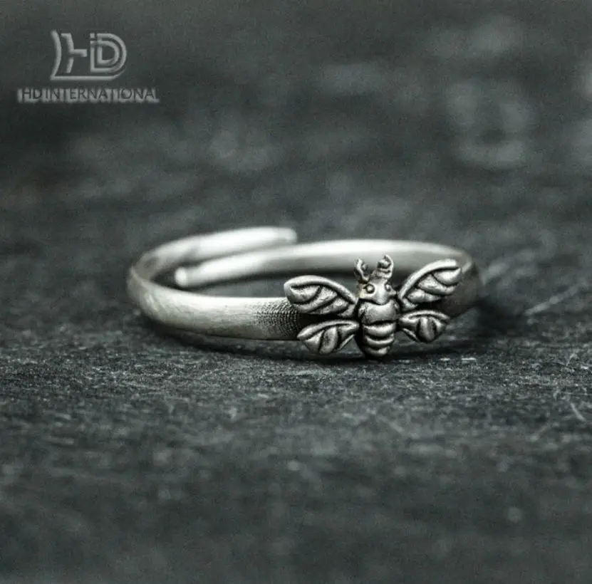 925 sterling silver bee rings, small bee rings, minimalism, honey handmade rings - Handmade