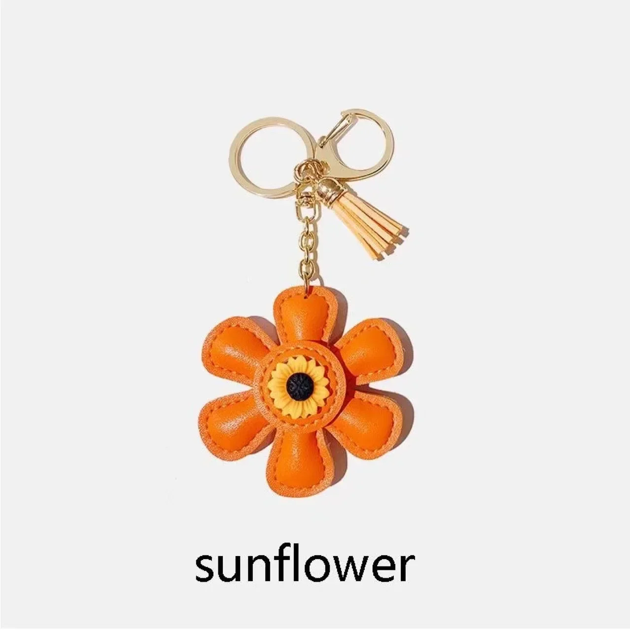 Sunflower bag pendant, leather keychain, Valentine\'s Day, Mother\'s Day, various colors of flower bud pendant