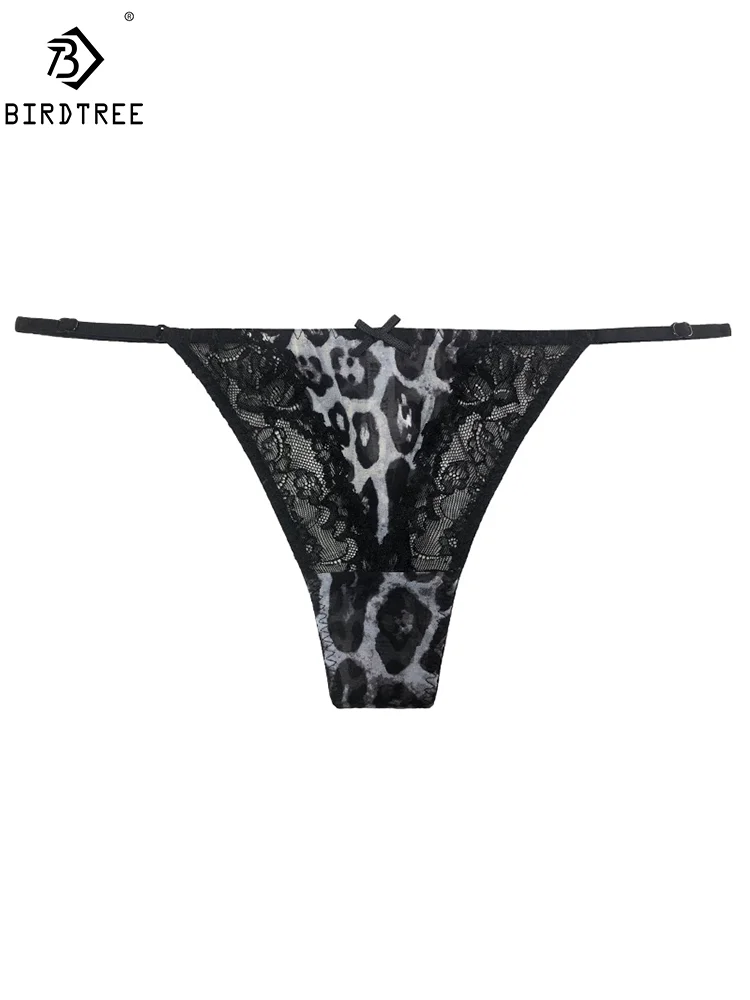 

BirdTree, 93%Natural Silk Sexy Thong, Women's Wild Leopard Print, Low-Waisted Erotic Hot T-back Underwear, 2024 Summer P46067QM