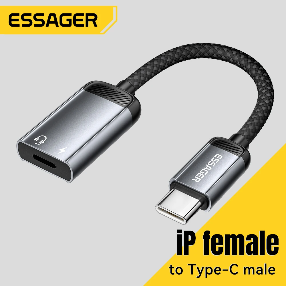 

Essager Type C Audio Adapter Cable Headphone Type-C Female to iP Male OTG Adapter for iPhone16 15 14 Samsung Xiaomi iPad Macbook