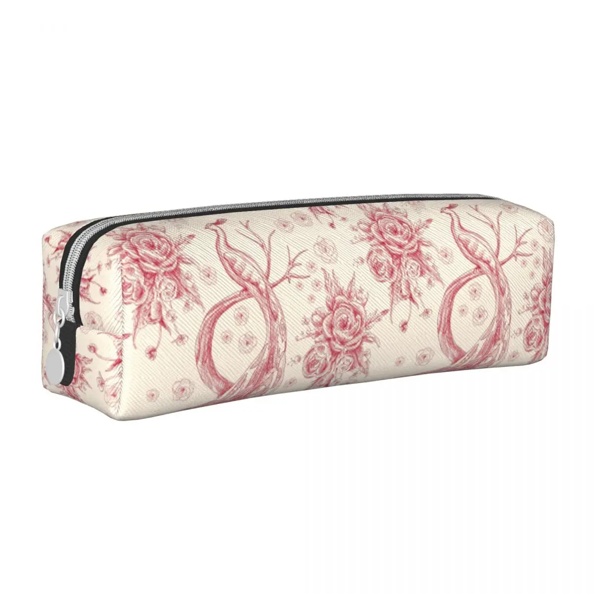 Toile De Jouy Rose Pencil Bag for Girl Boy French Motif Flora Pencil Case Box Stationery