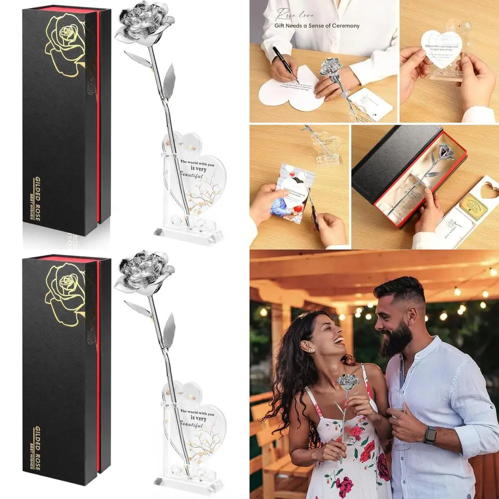 

Eternal Rose Preserved in Gold and Silver Resin, Perfect for Birthdays, Valentine's, and Mother's Day Gifts