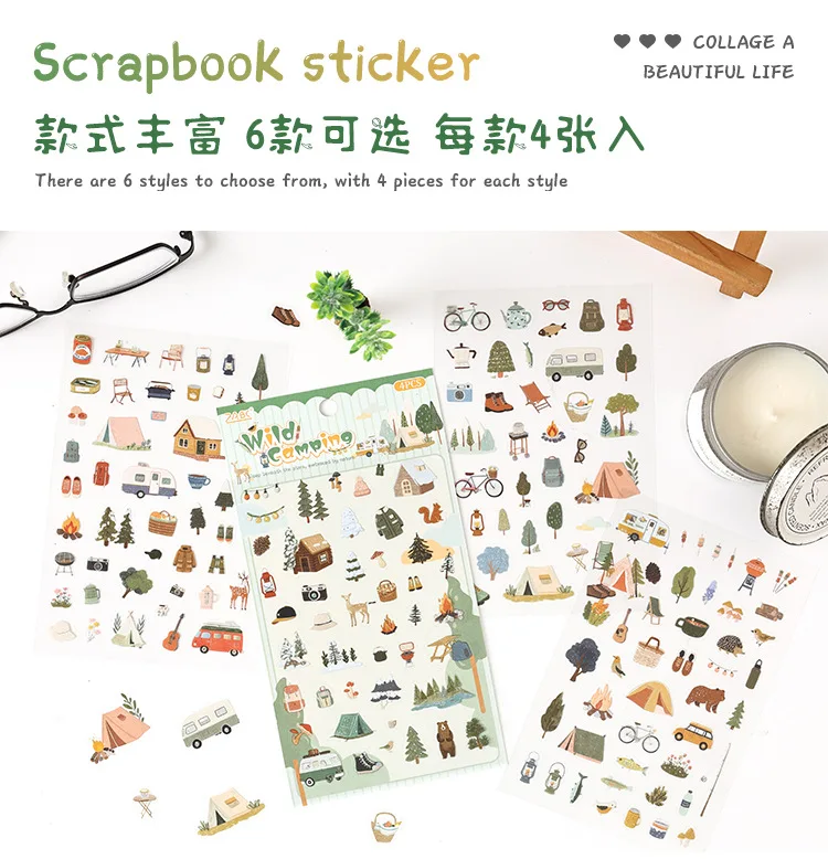 Wasserfeste PET-Aufkleber für Tagebücher, Lebensszenerie-Aufkleber für Kinder-DIY-Bastelarbeiten, Aufkleberbögen für Scrapbook-Planer-Dekoration – Detail 6