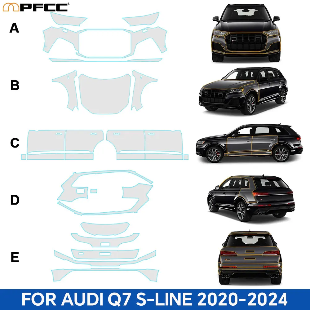 

For Audi Q7 S-Line 2020-2024 TPU Paint Protection Film Pre-cut PPF Anti-Scratch Car Body Clear Bra Resistant Kit Car Accessories