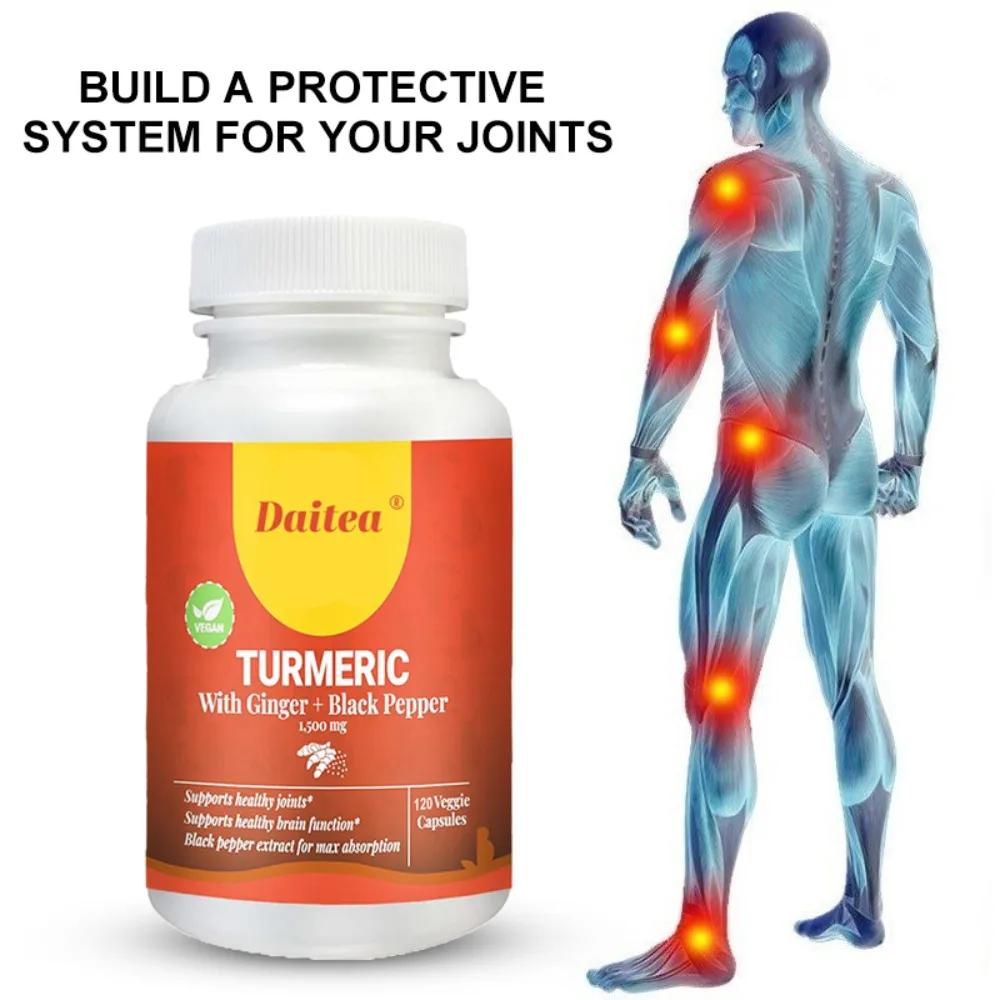 

Turmeric Combined with Black Pepper for High Absorption, Powerful 1500mg, Joint & Digestive & Immune Support